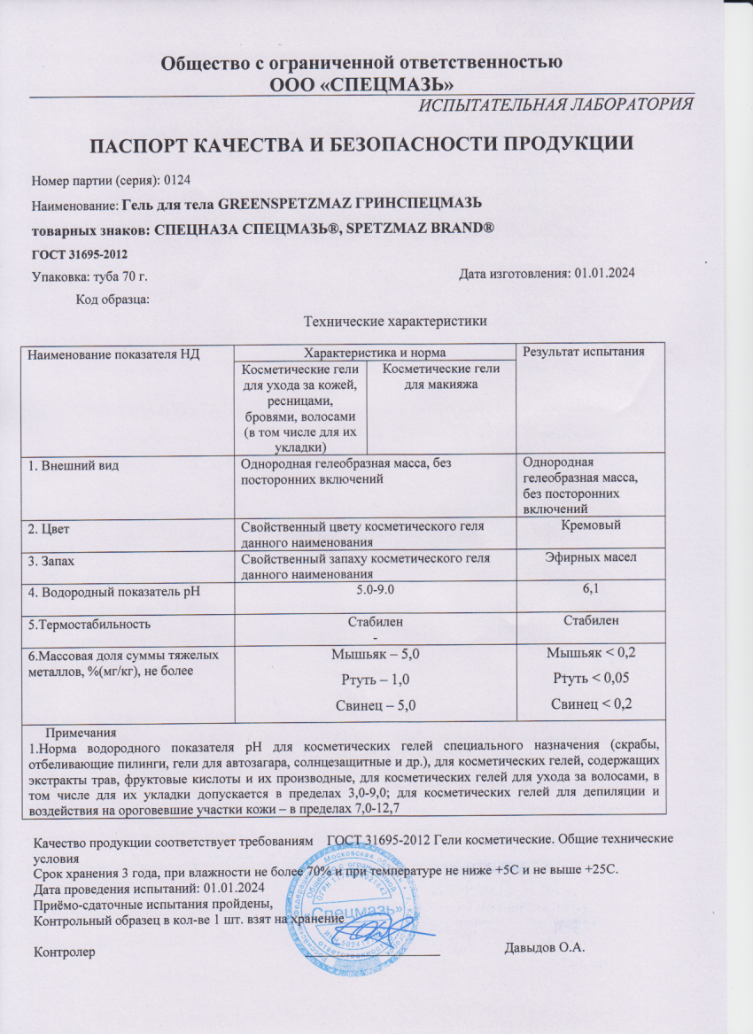 Паспорт №012024